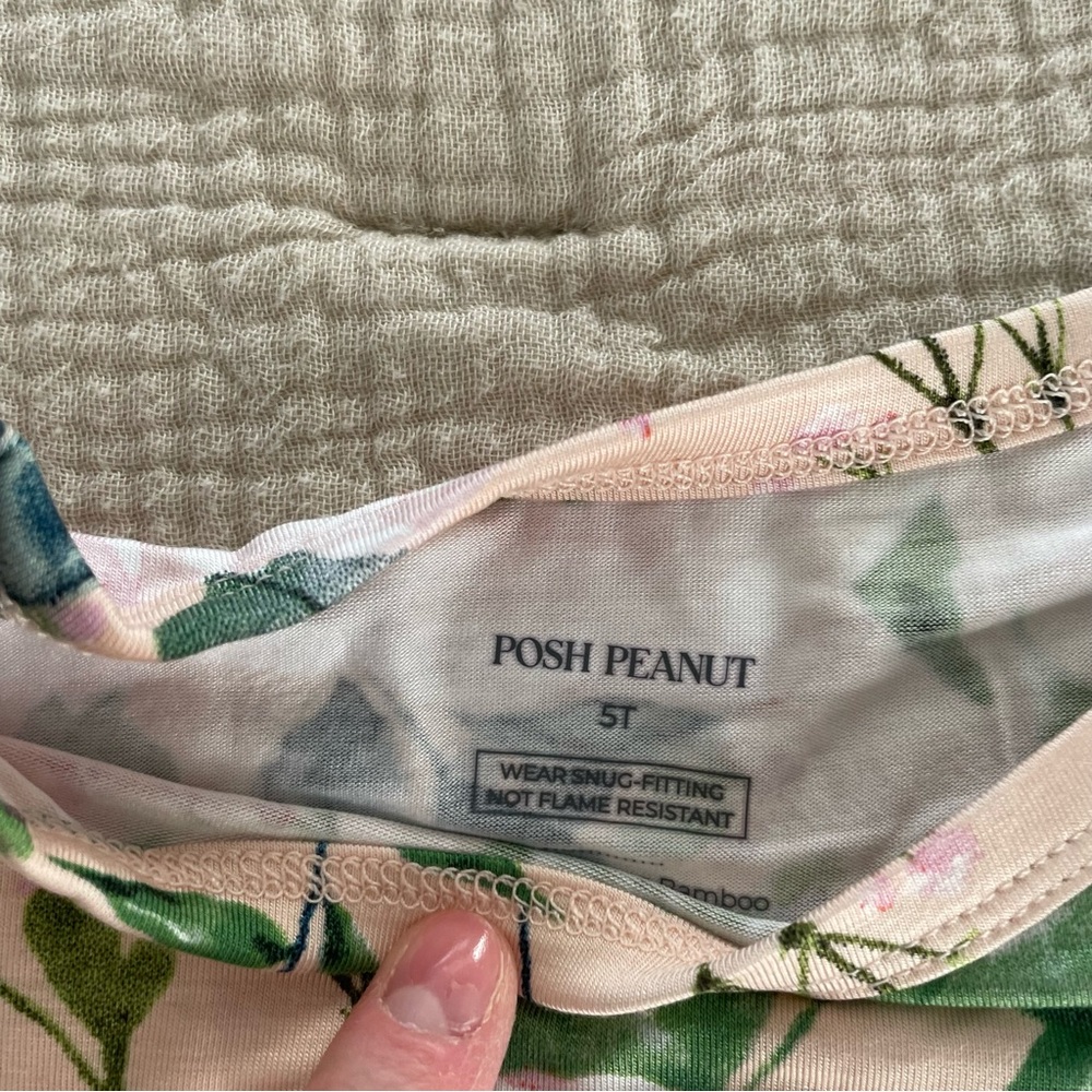 NWT Posh Peanut Harper Floral Bamboo Ruffle Short Sleeve & Pants Pajama Set 5T - Picture 3 of 4